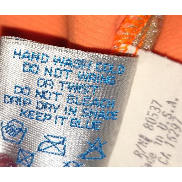 Vintage Baja Blue Swimsuit Sz 8 One Piece Neon Orange Tank Style Silver Detail - Picture 15 of 16